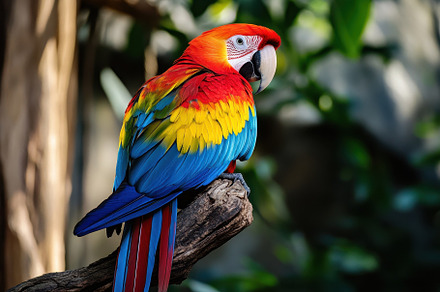 Colorful parrot perched gracefully o, a Photo by Iftikhar Alam