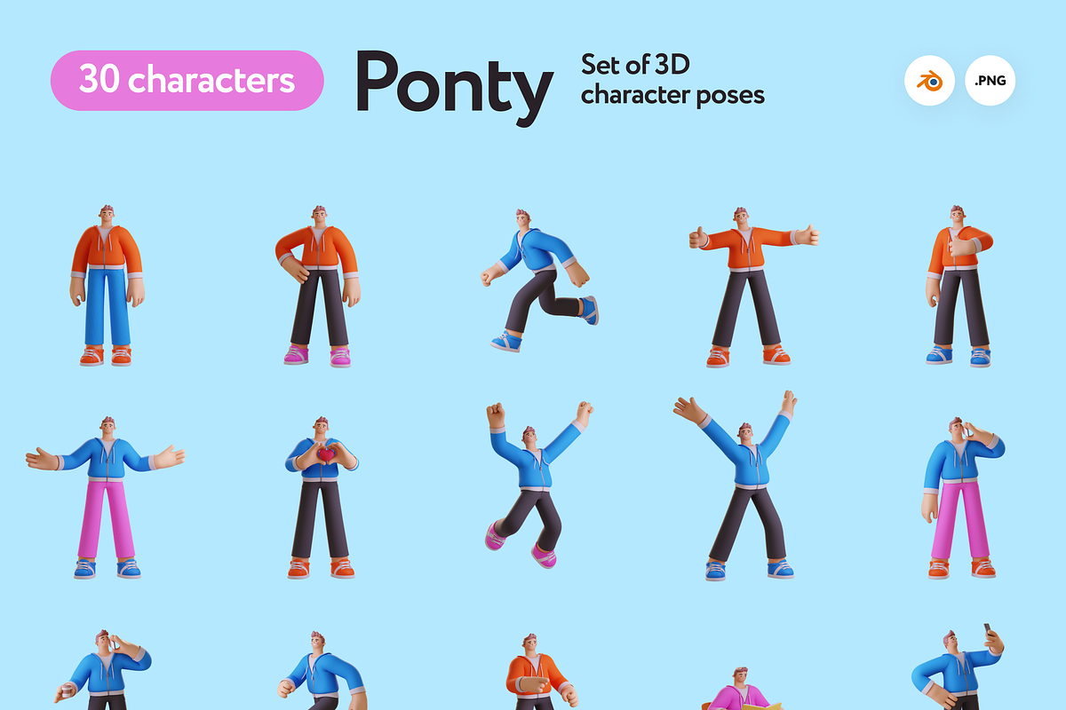 Ponty Student 3D Character Set, a Characters & Person 3D Model by Welovegraphics (Photo 9 of 9)