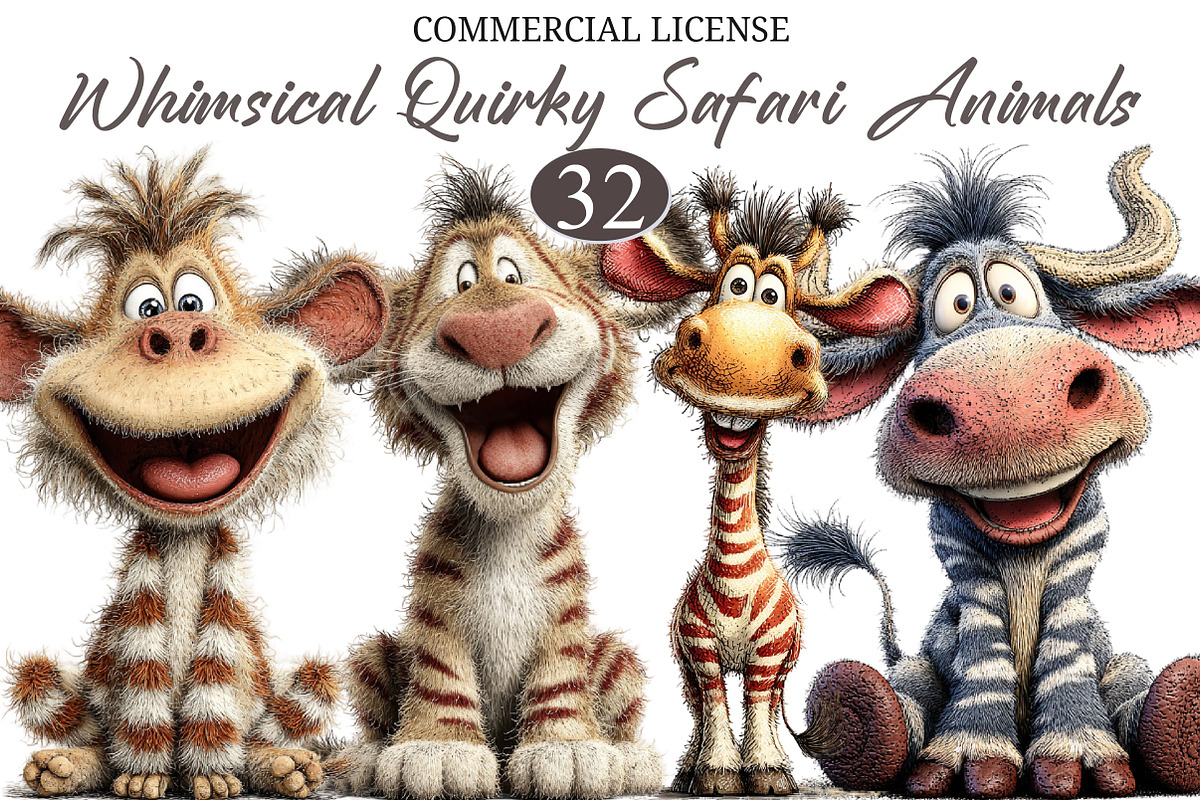 Whimsical Quirky Safari Animals, a Seasonal Illustration by designcity5 (Photo 1 of 5)