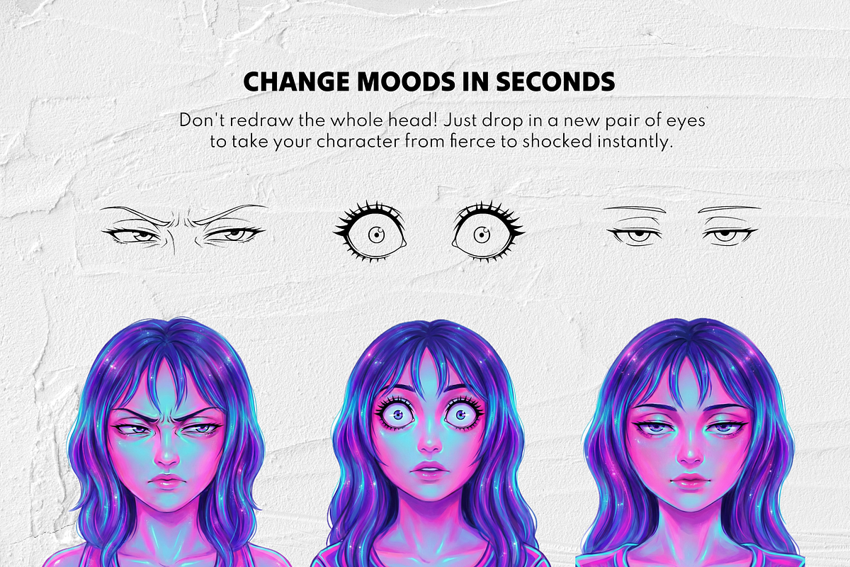 200+ Anime & Manga Eyes Procreate, a Brush Add-On by Selentaori Studio (Photo 8 of 11)