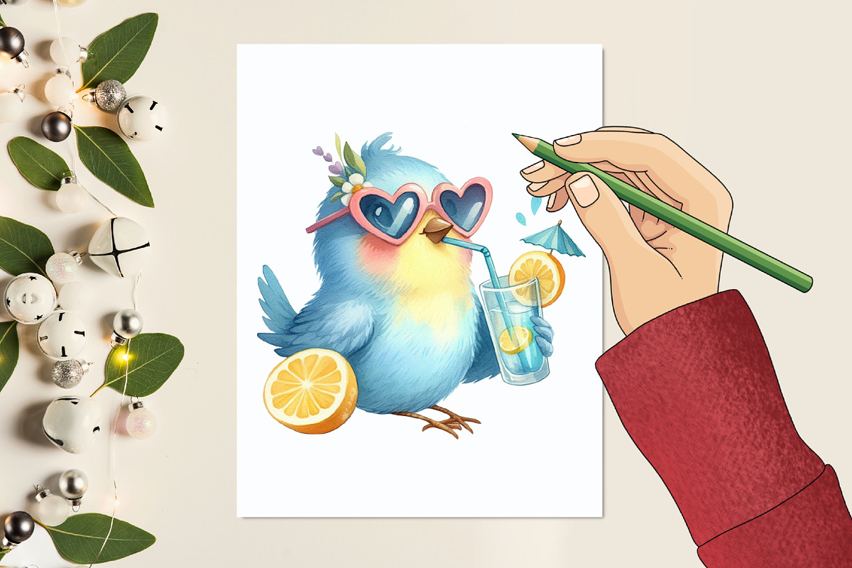 Quirky Whimsical Summer Birds Clipar, a Graphic by designcity5 (Photo 4 of 5)