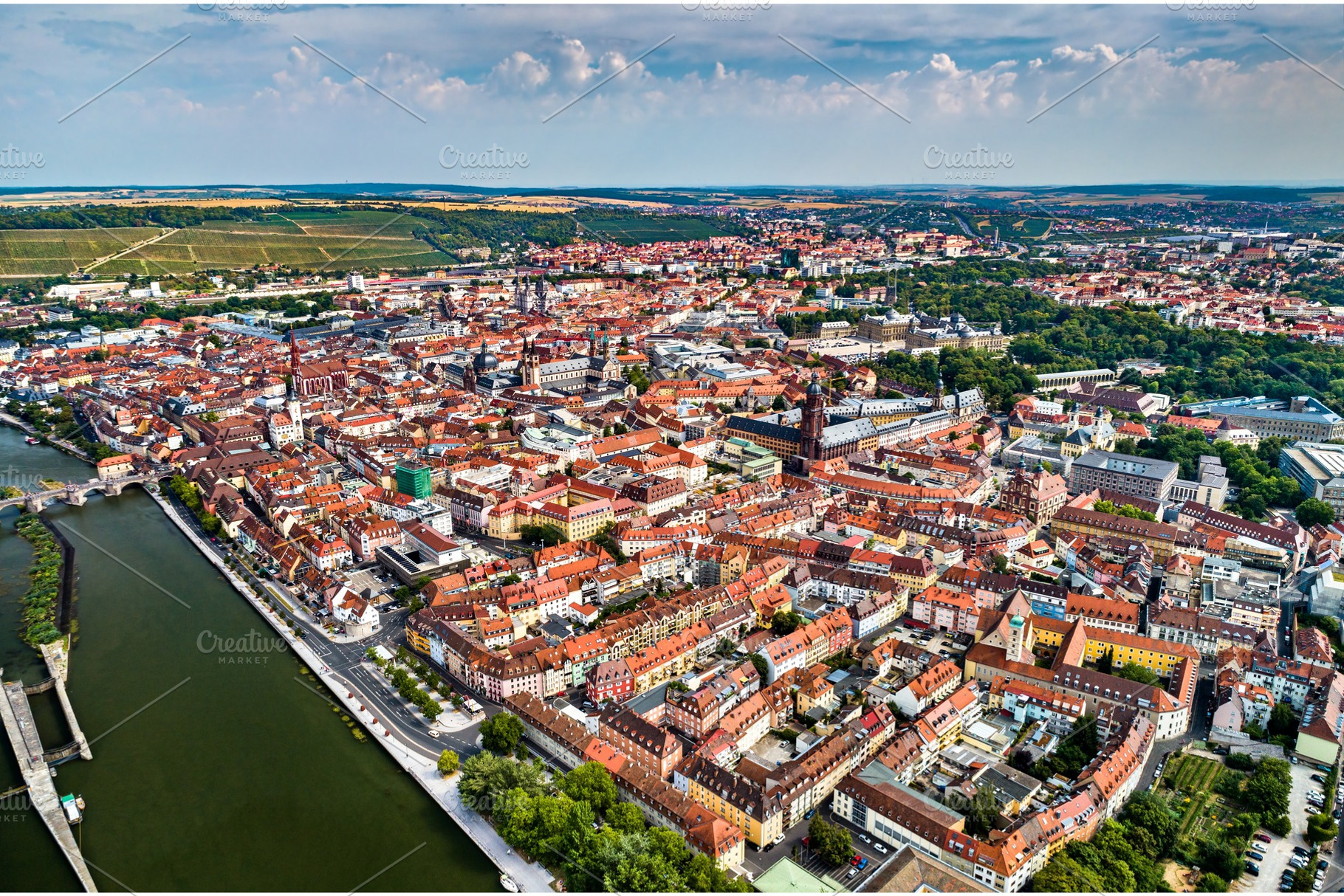 Aerial view of Wurzburg in Lower, an Architecture Photo by Leonid Andronov