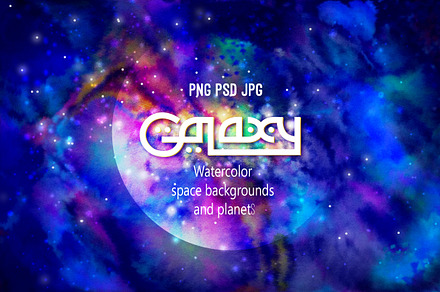 "GALAXY"watercolor cosmic background