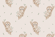 Baby Sloth – Patterns & Clipart, a Pattern Graphic by tetiartline (Thumbnail 2 of 7)
