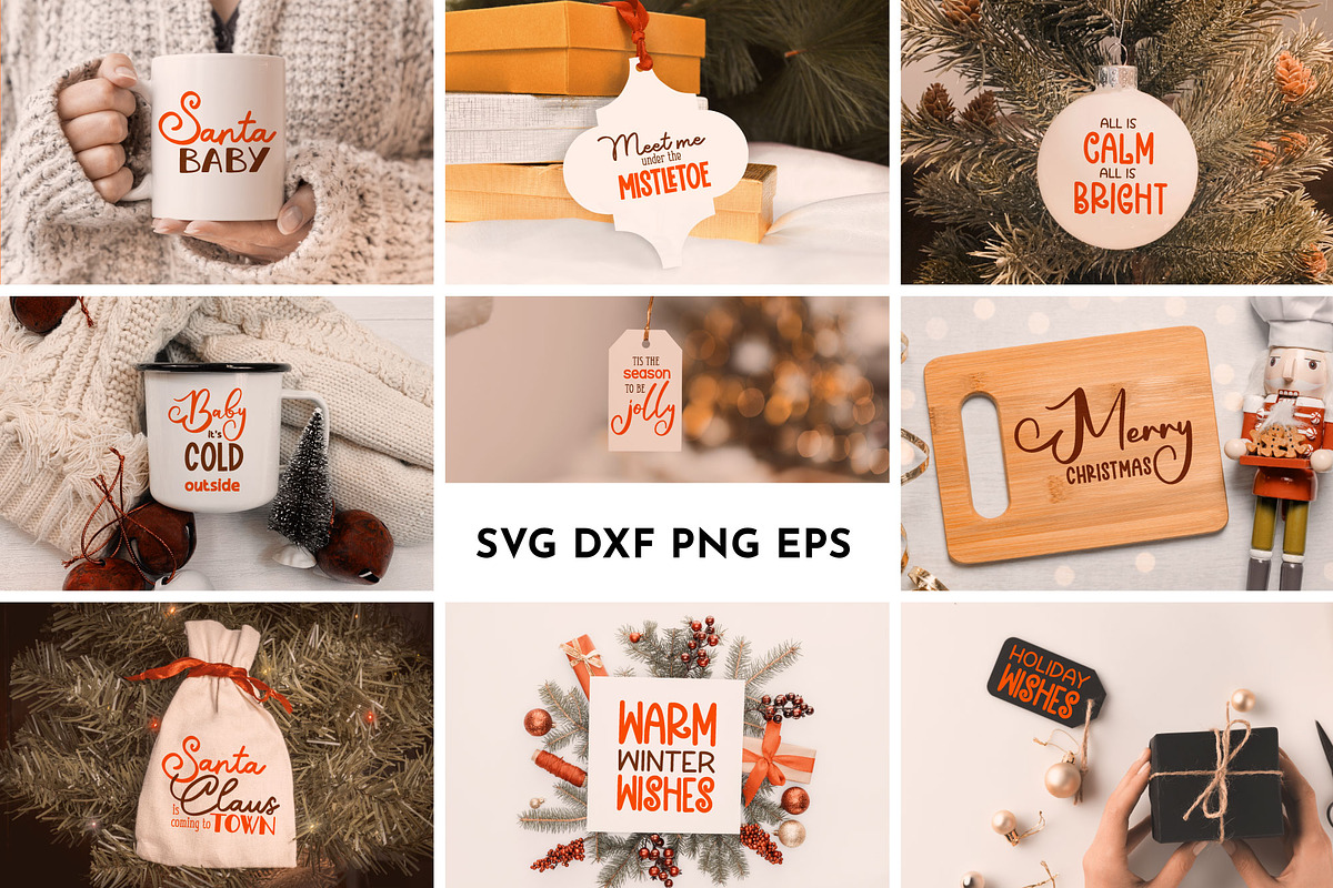 36 Minimalist Christmas Quotes SVG, an Object Graphic by AvaAva (Photo 7 of 22)