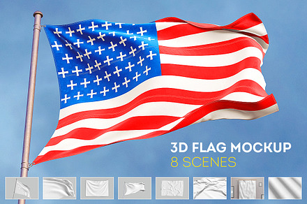 3D Flag Mock-Up, an Advertising Mockup by WebAndCat