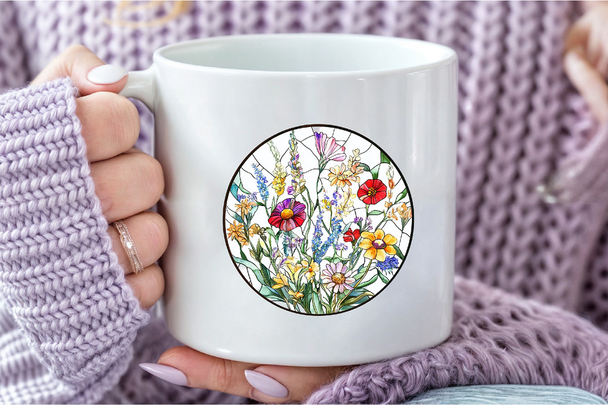 Round Stained Glass Summer Clipart2, an Illustration by DreamCafeArt (Photo 3 of 7)