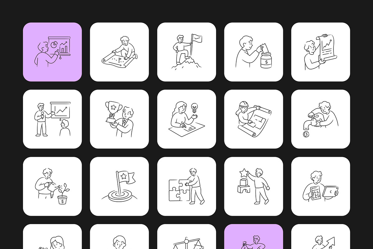 120 Business Doodles Bundle, an Outline Icon by Vectors Market (Photo 9 of 11)