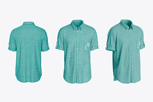 Short Sleeve Button-Up Shirt Mockup, a Product Mockup by OneVectorStock