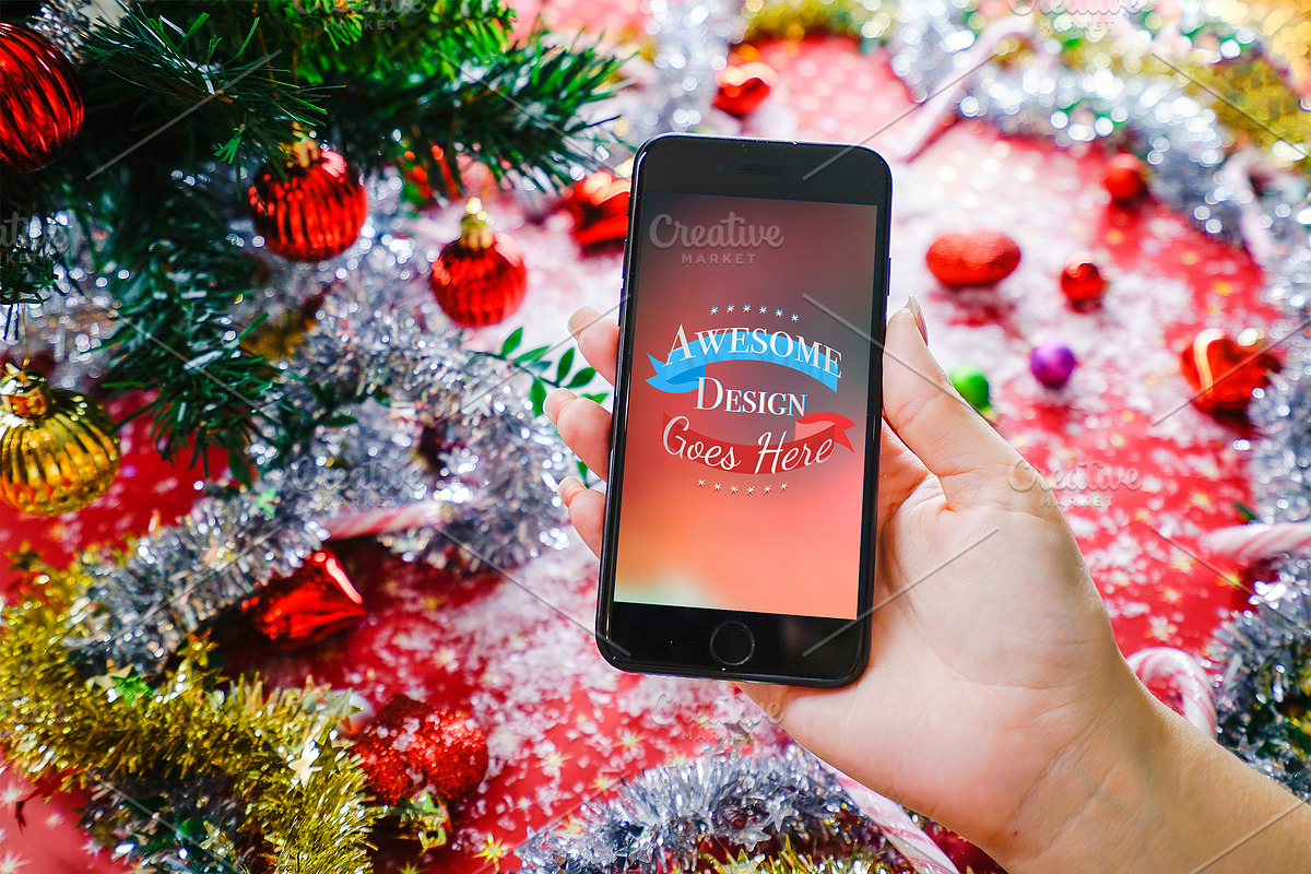 Christmas & New Year Mock-Up, an iPhone Mockup by EmilGuseinov (Photo 16 of 23)