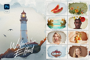 Watercolor Frames Photoshop Effects, a Layer Style Add-On by Andrew Skoch Design