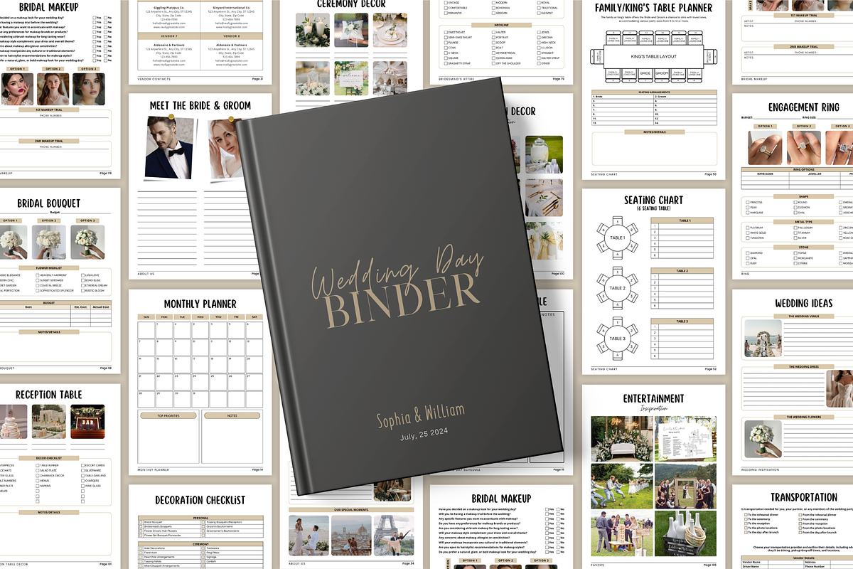 150 Page Wedding Day Binder Template, an Invitation Template by Coral Beauty (Photo 4 of 5)