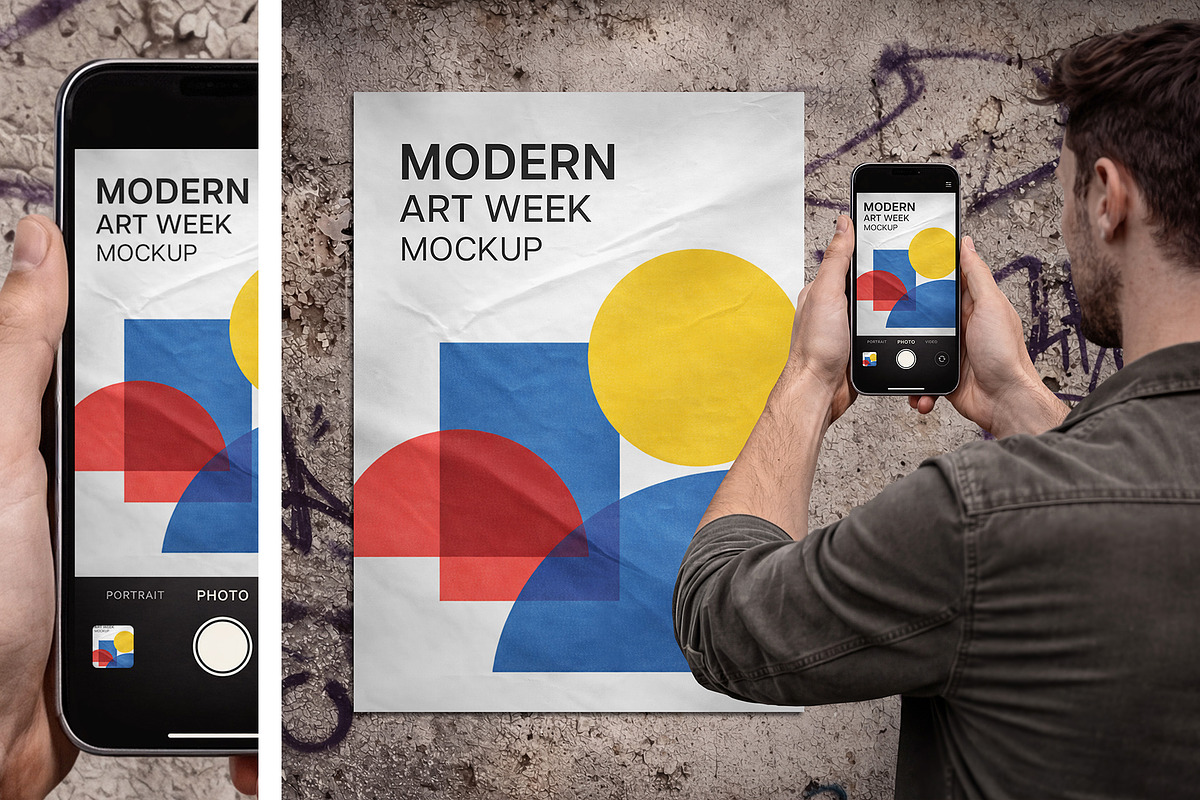 Urban Glued Poster Mockup Set, an Advertising Mockup by Country4k (Photo 4 of 6)
