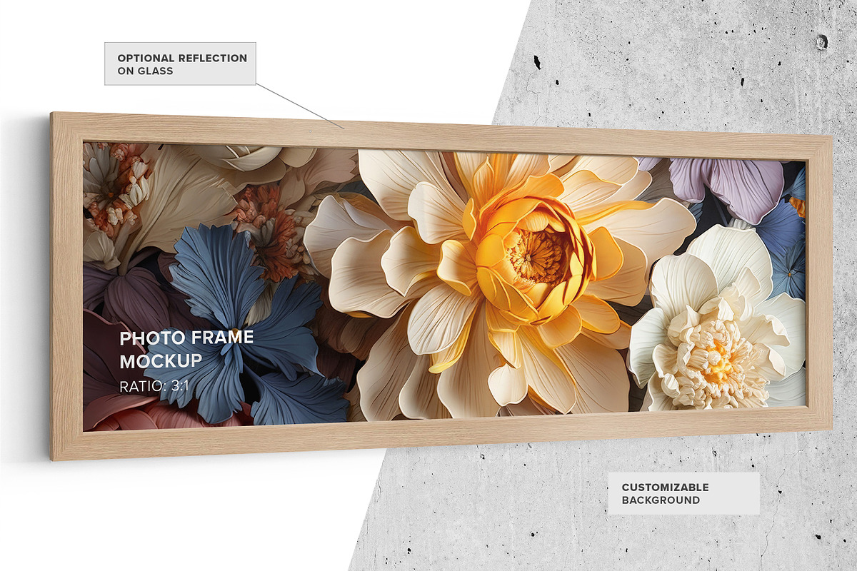 Large Photo Frame Mockup – Ratio 3x1, a Merchandise Mockup by Mockups by Carlos Viloria (Photo 5 of 6)