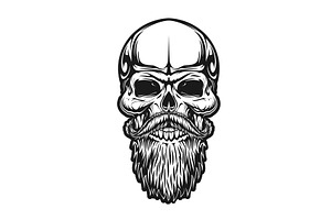 Hipster Skull Beard And Mustaches