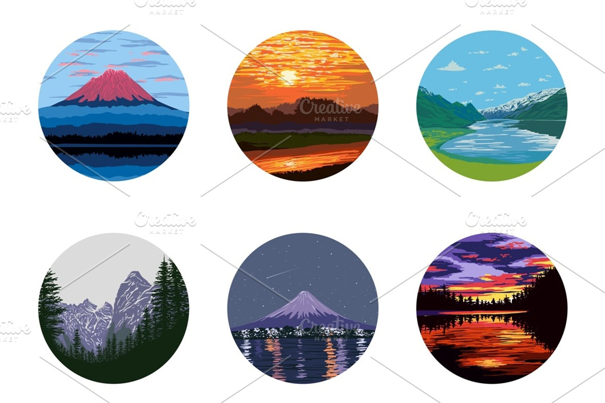 Nature Vector Icons Set, an Illustration by Asyndrom (Photo 1 of 3)