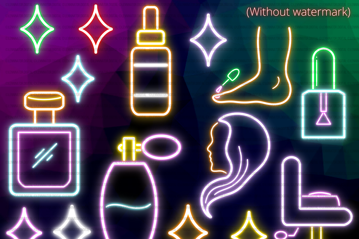 Neon Beauty Products Clipart PNG, a Decorative Illustration by Lenninator Digital (Photo 5 of 5)