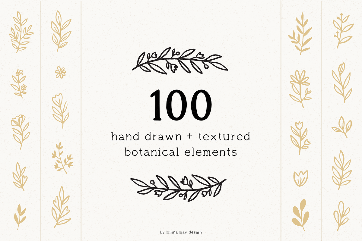 100 Hand Drawn Botanical Graphics, a Texture Illustration by Minna May Design (Photo 1 of 10)