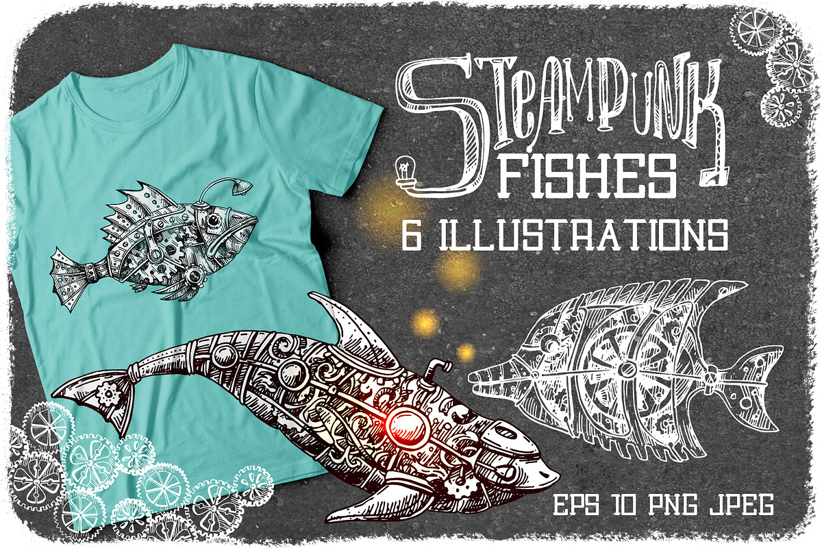 Steampunk illustrations 4. Fishes., an Animal Illustration by Steshnikova (Photo 1 of 4)