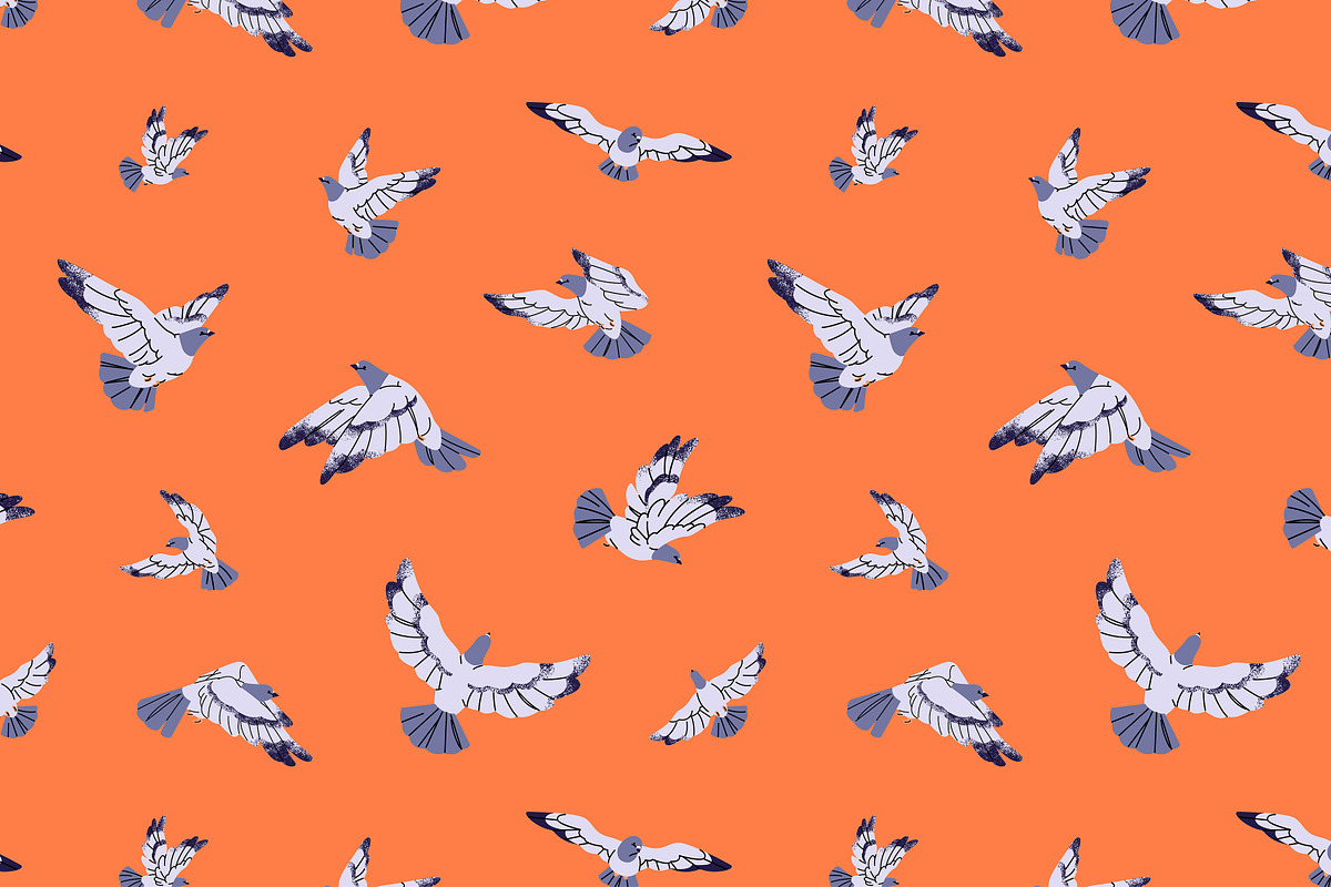 Birds fly in sky, seamless patterns, an Animal Illustration by PaperTrident (Photo 10 of 16)