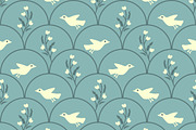 White birds and flowers, a Pattern Graphic by elyomys (Thumbnail 1 of 3)