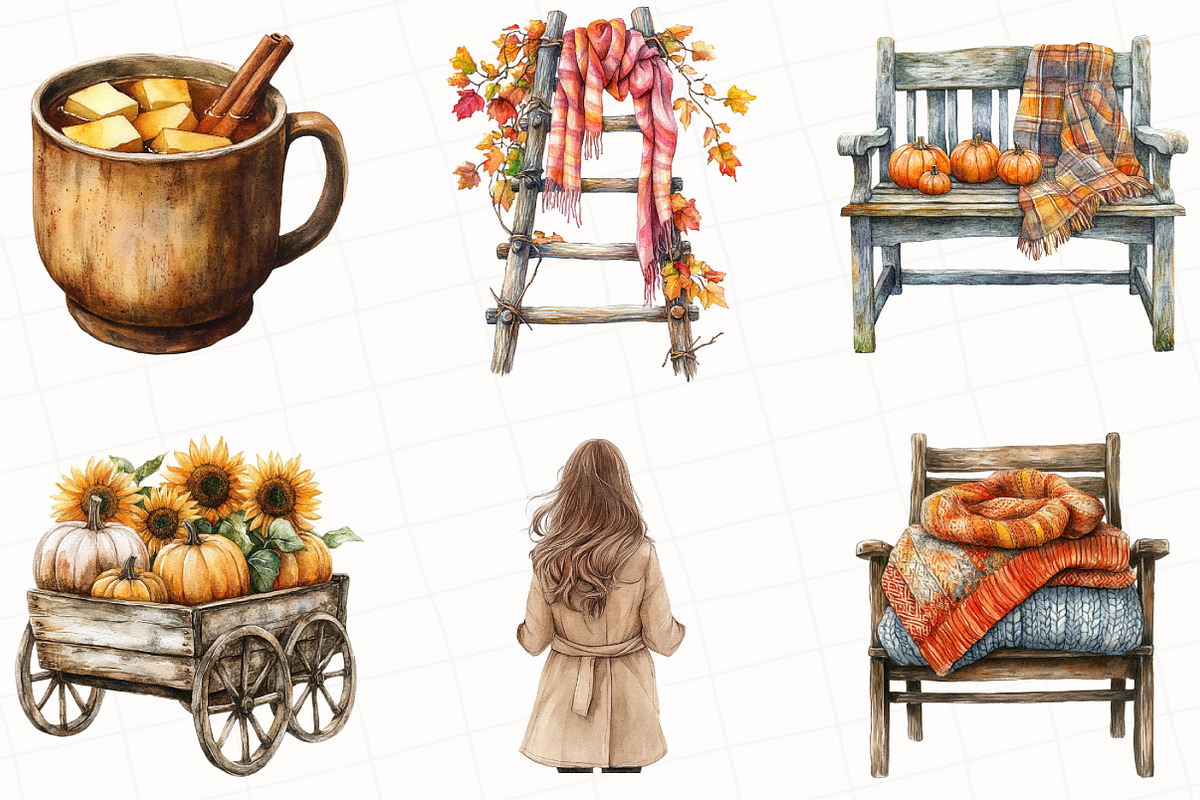 Watercolor Hello Autumn Clipart, an Illustration by OK Design (Photo 3 of 5)