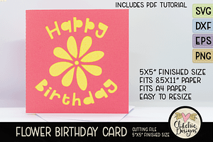 Flower Birthday Card SVG Cut File