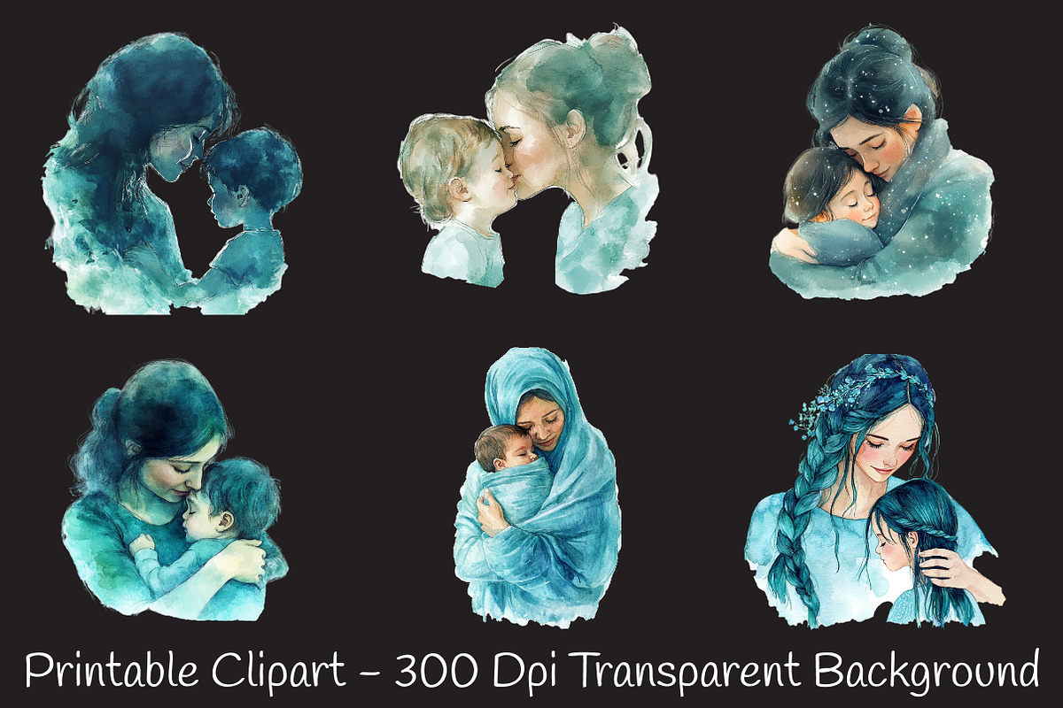 Pastel Teal Mother and Child Mothers, an Illustration by RobertsArt (Photo 6 of 7)