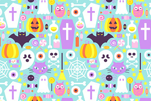 Halloween Pastel Seamless Patterns