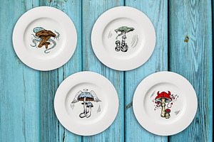 Wild Forest Mushrooms Set