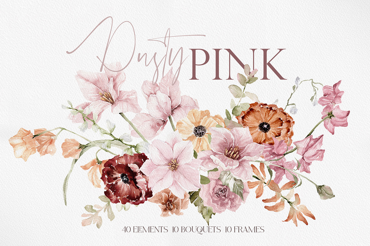 Watercolor Flowers - Dusty PINK, a Decorative Illustration by Beigetime (Photo 1 of 10)