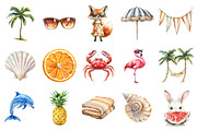 Watercolor Vacation Vibe Clipart, an Illustration by Design Market (Thumbnail 2 of 5)