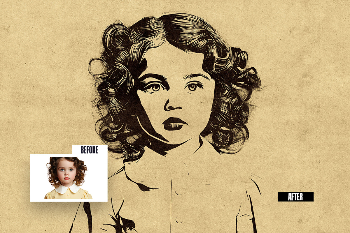 Woodcut Print Photo Effect, a Layer Style Add-On by iDoodle Studio (Photo 4 of 5)
