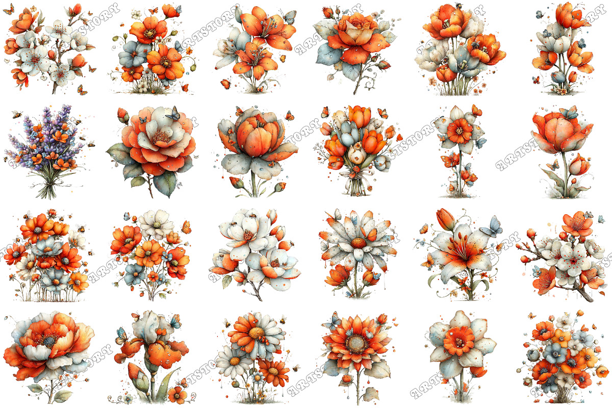 Whimsical Spring Flower Clipart, an Illustration by designcity5 (Photo 2 of 5)