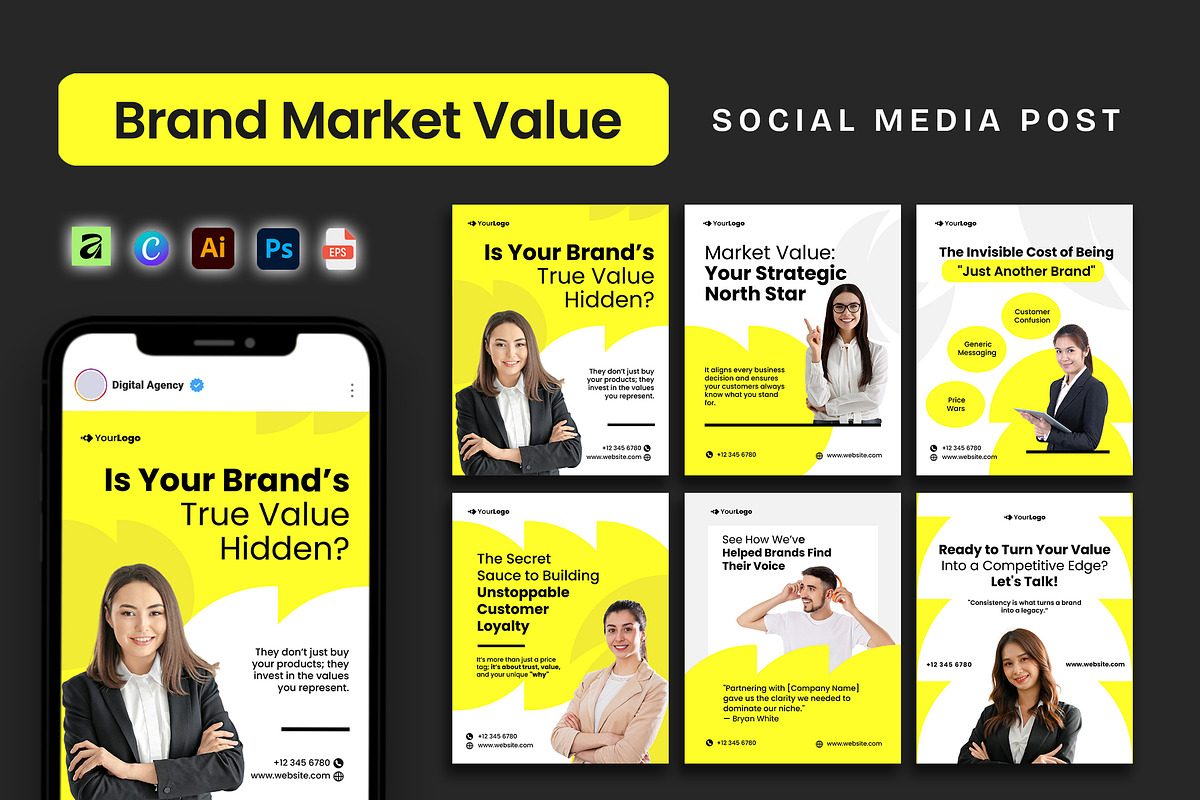 Brand Market Value Social Media Post, a Social Media Template by Jiwstudio (Photo 1 of 5)