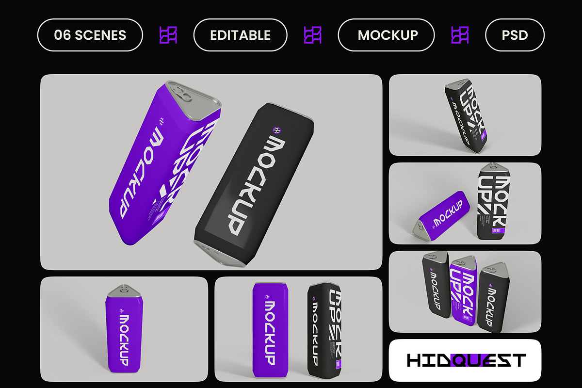 Triangular Soda Can Mockup, a Mockup by hiddemaru (Photo 2 of 4)