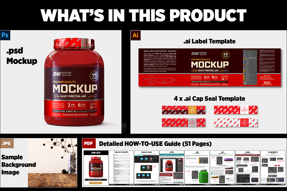 5lb Whey Protein Jar Mockup C2-Pro, a Packaging Mockup by Design Warlord (Photo 14 of 16)