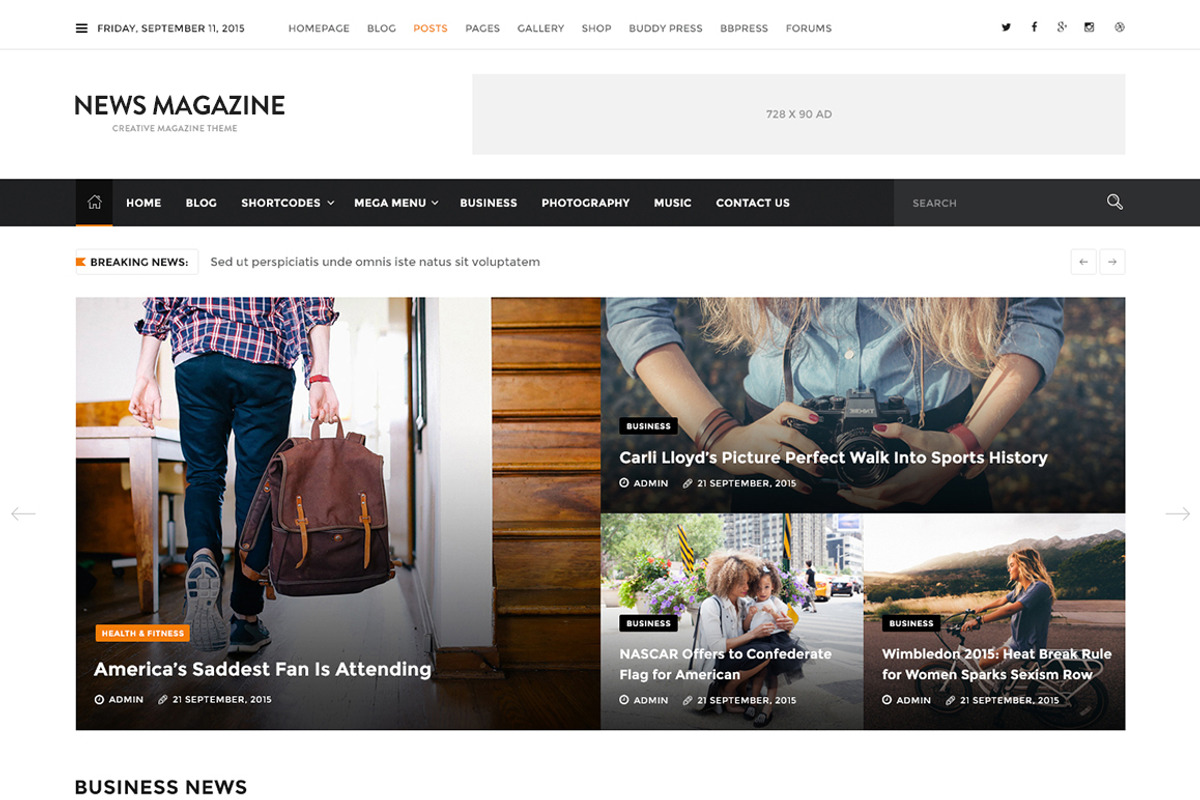 News Magazine - Review & News Portal, a WordPress Template by ThemeREX (Photo 1 of 5)