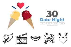 30 Date Night Icon Sets