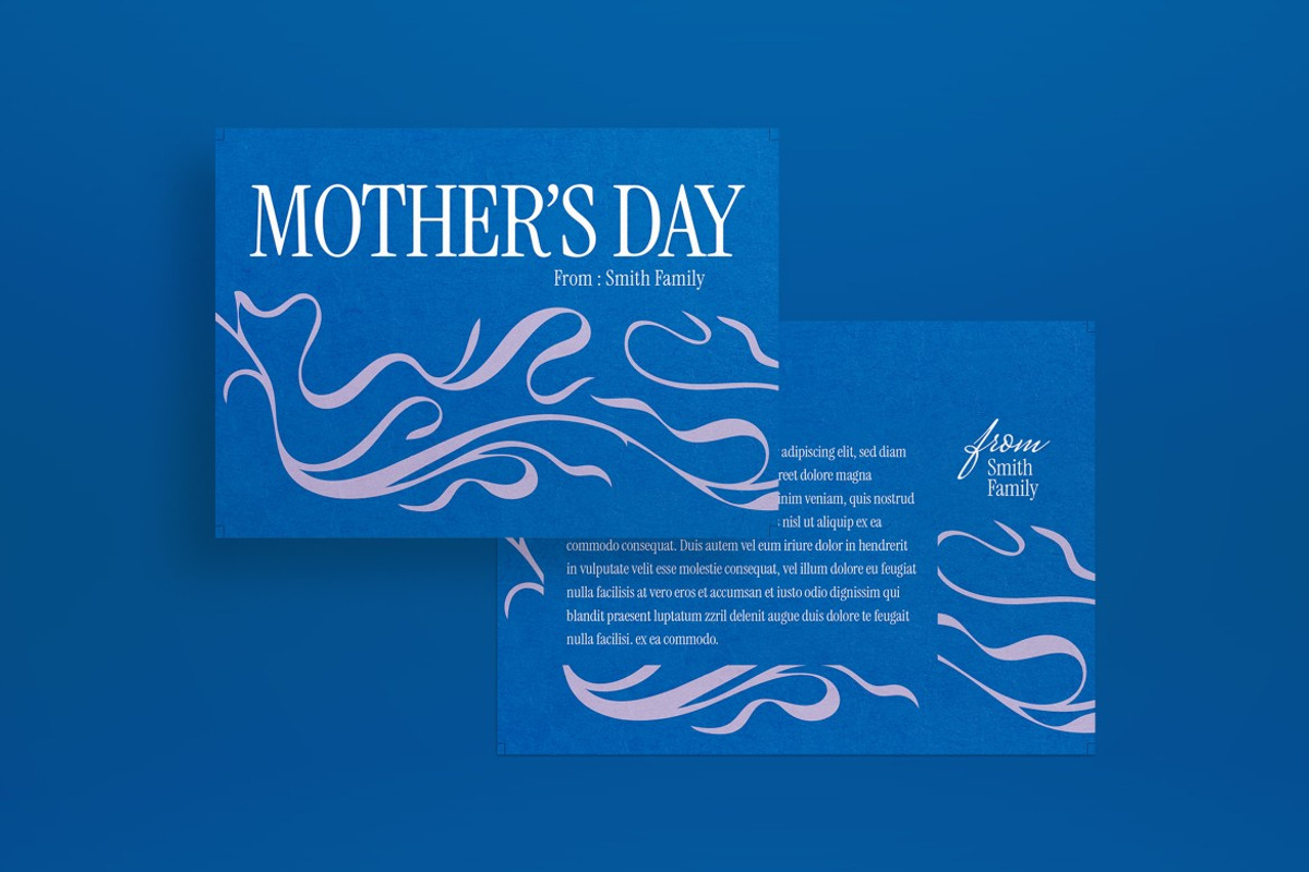 Blue Mother's Day Greeting Card, a Card Template by graphicook (Photo 2 of 3)