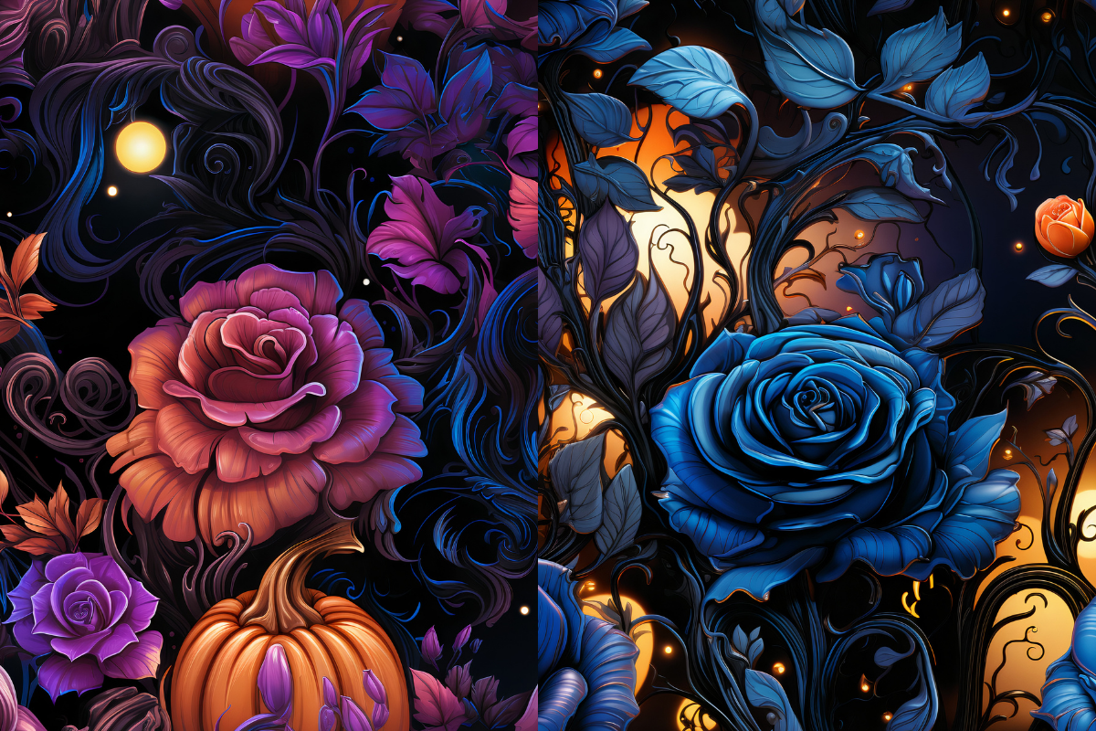 Halloween Vintage Dark Roses Seamles, a Pattern Graphic by Agnesagraphic (ID 95) (Photo 6 of 6)