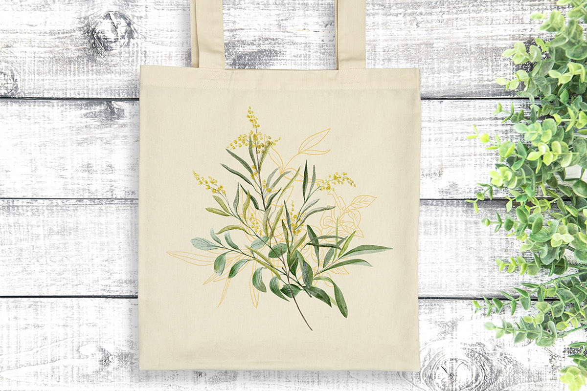 Greenery set, watercolor, gold line, a Decorative Illustration by mArtstore (Photo 5 of 10)