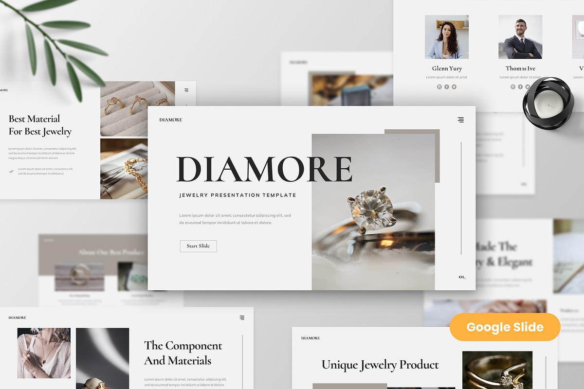 Diamore - Jewelry Google Slide, a Presentation Template by MtvtdArt (Photo 1 of 6)