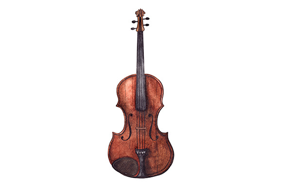 Watercolor Violin Fiddle Instrument by Art by Silmairel | Creative Market