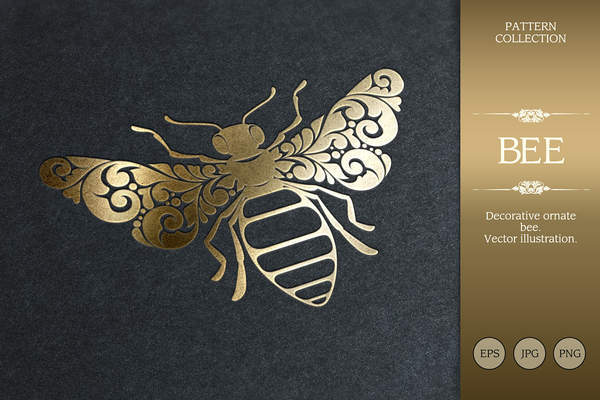 Ornate Calligraphic Bee, a Decorative Illustration by Color and Decor (Photo 1 of 3)