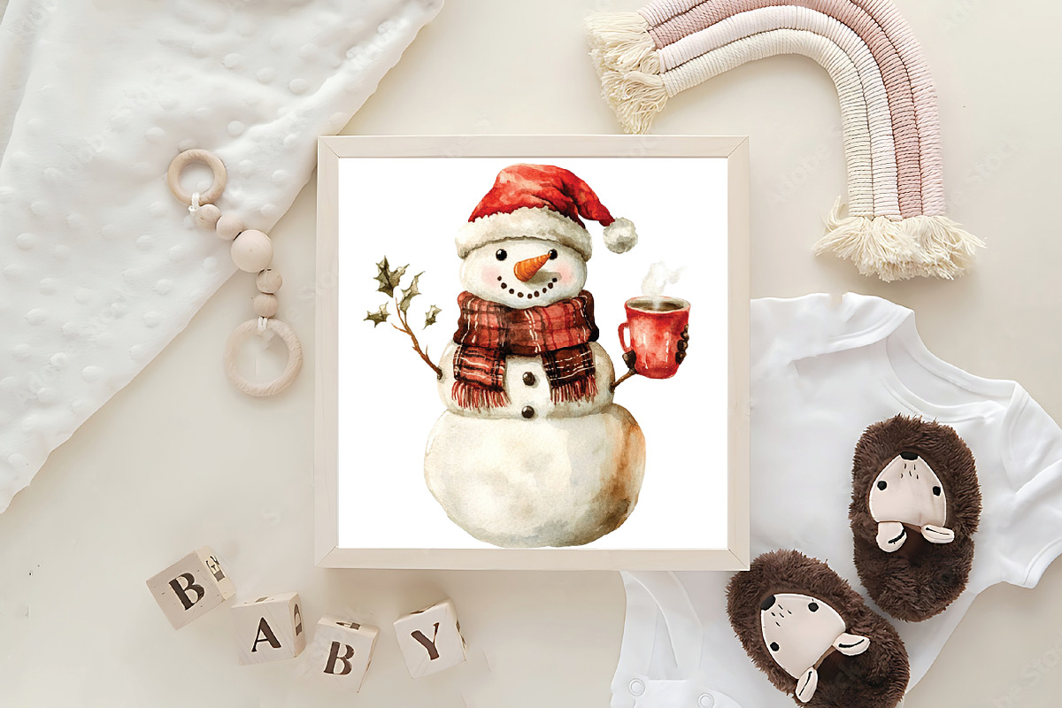 Funny Christmas Snowman Clipart, an Illustration by CraftArtStudio (Photo 6 of 6)