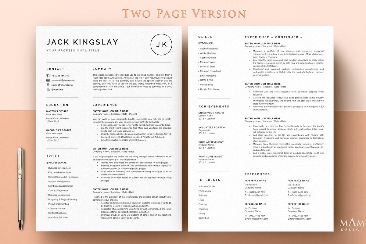 Resume CV Template with Logo, a Resume Template by MAM Design (Photo 3 of 10)