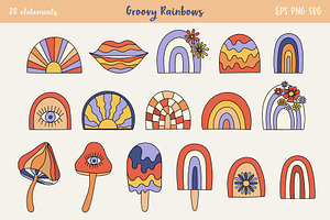 Retro Rainbows Clipart