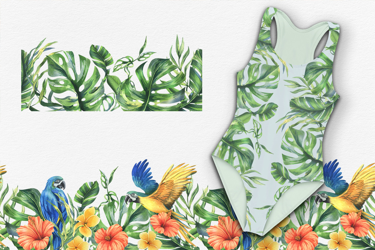 Parrots & tropical leaves watercolor, an Animal Illustration by NATASHA CHU (Photo 15 of 21)