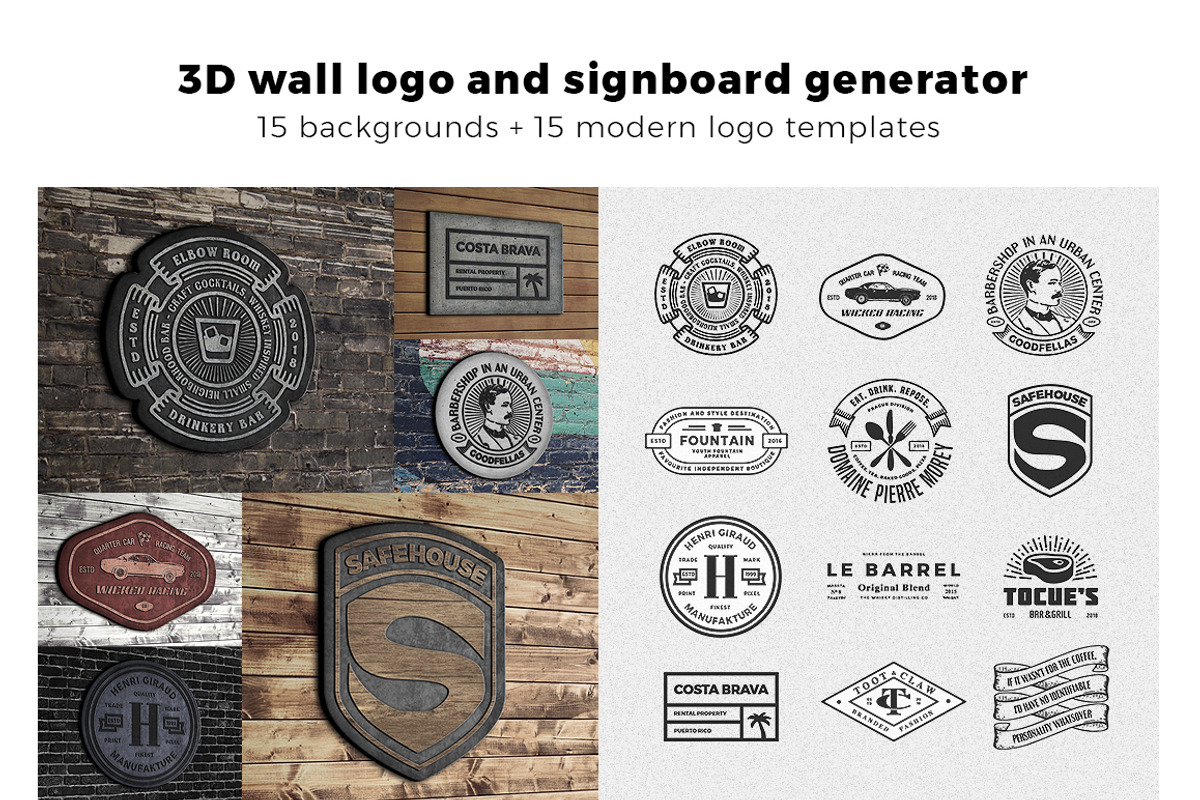 3D signboard logo mock +  templates, a Household Mockup by PrintPixel (Photo 1 of 4)